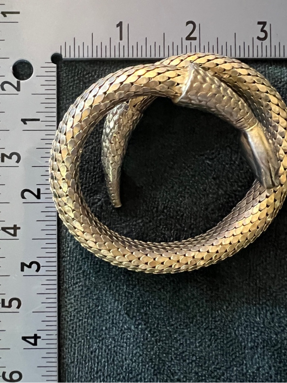 Whiting & Davis Serpent Snake Mesh Bracelet Gold Coil Wrap Vintage Signed - Picture 4 of 7